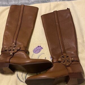 Tory Burch Tan Leather Heeled Boots